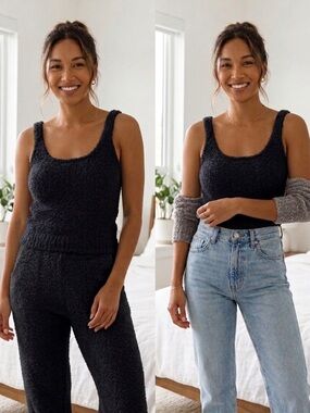 SKIMS Black Plush Scoop Tank